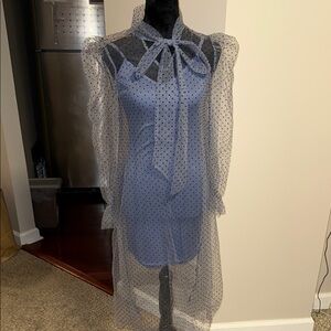 SHEIN Blue Polka Dot Mesh Dress